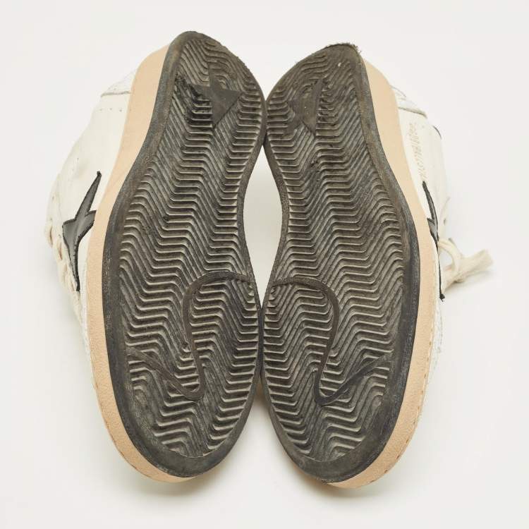 Pre Owned Golden Goose Off-White/Black Leather Ballstar Low Top Sneakers Size 39