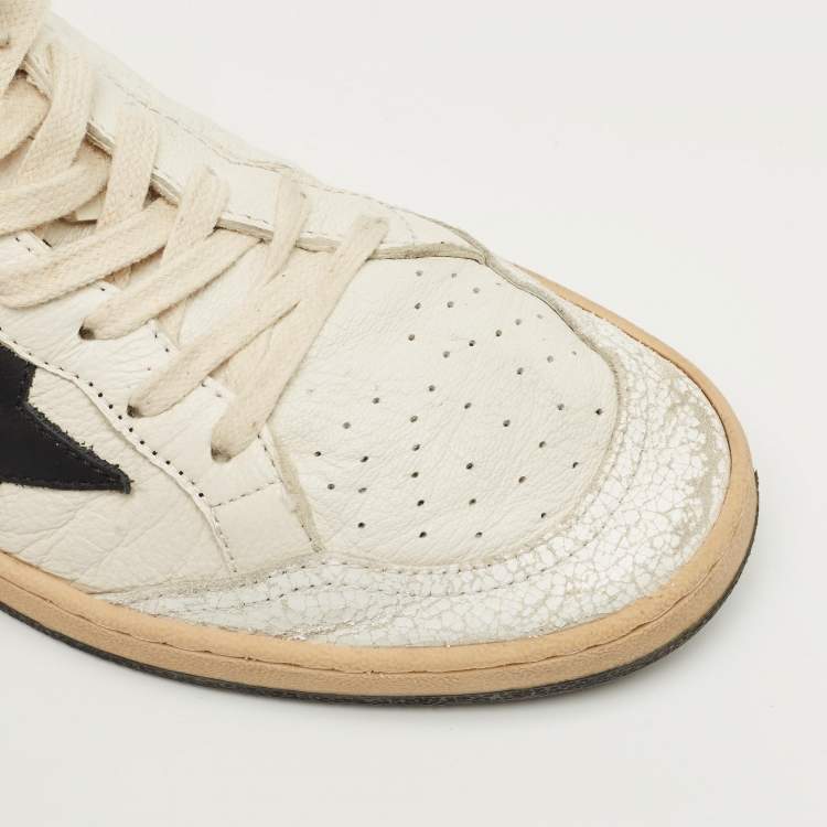 Pre Owned Golden Goose Off-White/Black Leather Ballstar Low Top Sneakers Size 39