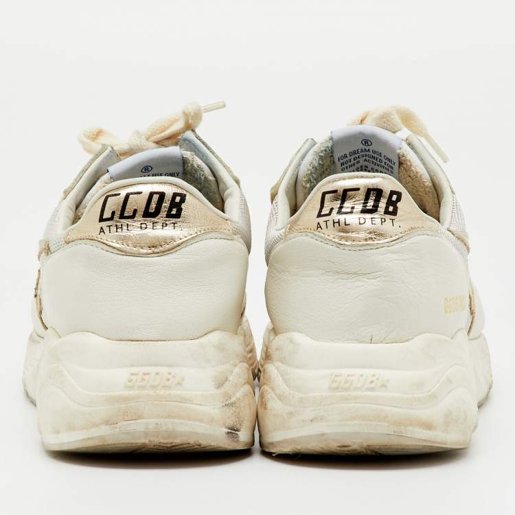 Pre Owned Golden Goose White Leather and Mesh Running Low Top Sneakers Size 37