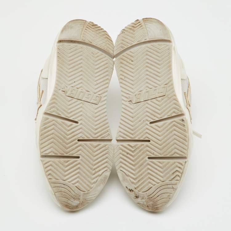 Pre Owned Golden Goose White Leather and Mesh Running Low Top Sneakers Size 37