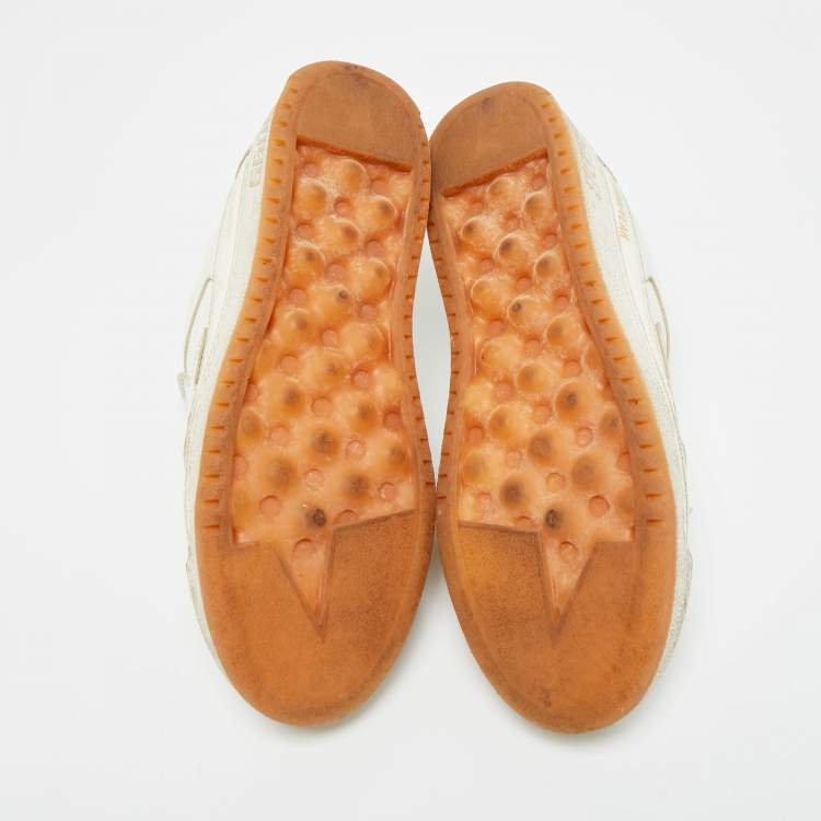 Pre Owned Golden Goose White Leather Yeah Lace Up Sneakers Size 35