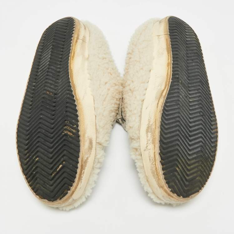 Pre Owned Golden Goose White Shearling Super Star Mules Sneakers Size 40