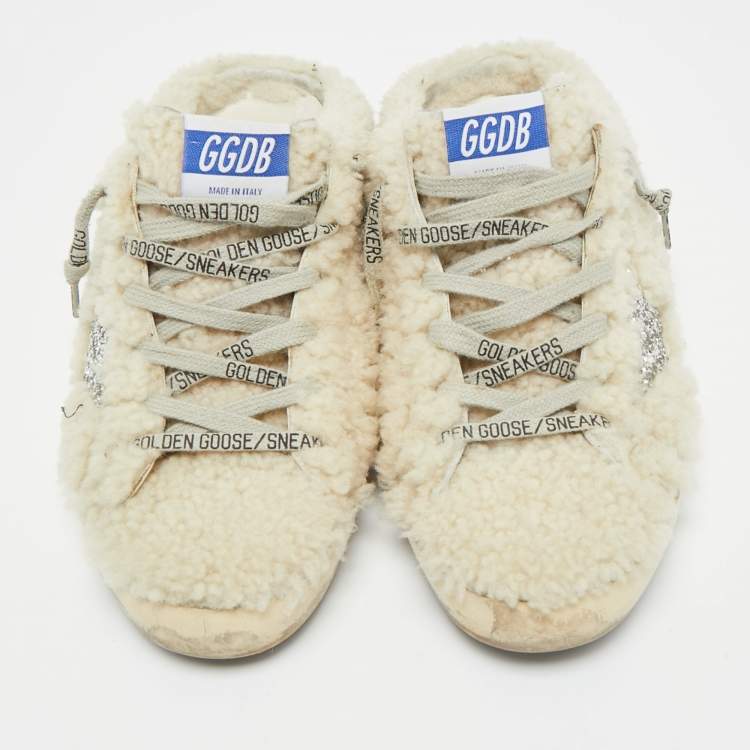 Pre Owned Golden Goose White Shearling Super Star Mules Sneakers Size 40