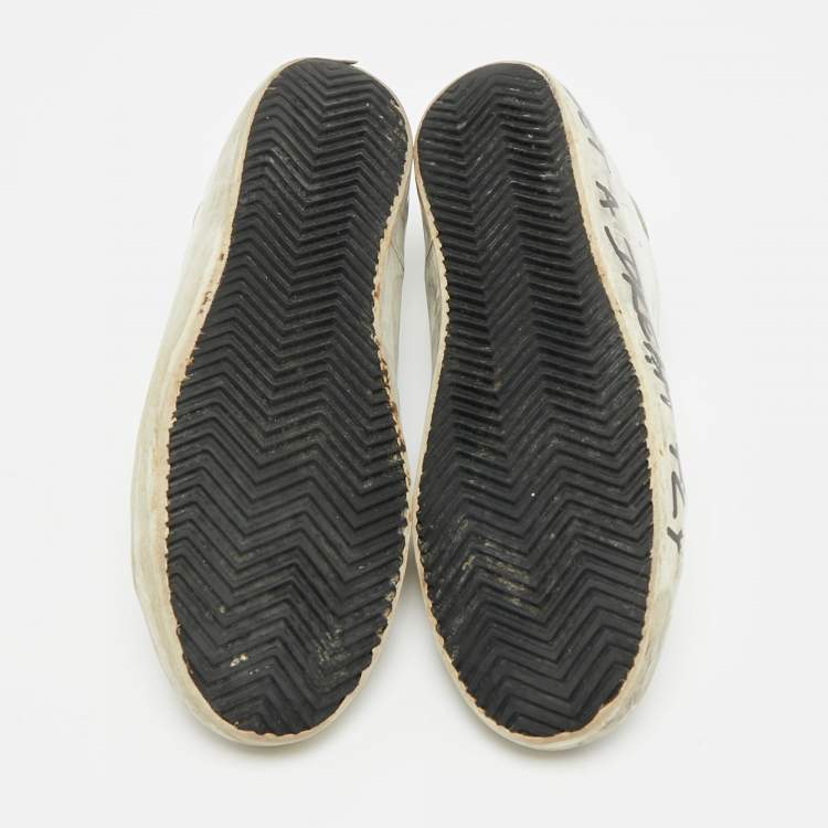 Pre Owned Golden Goose Superstar Size 39 White/Brown Leather and Nubuck Leather Lace Up Sneakers