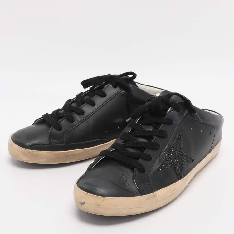 Pre Owned Golden Goose Superstar Size 39 Black Leather Mule Sneakers