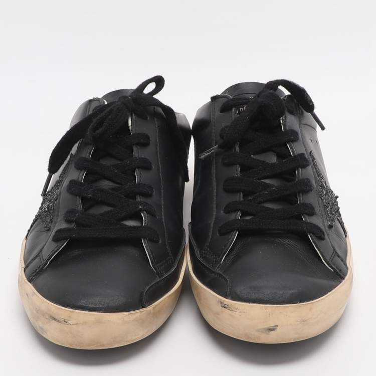 Pre Owned Golden Goose Superstar Size 39 Black Leather Mule Sneakers