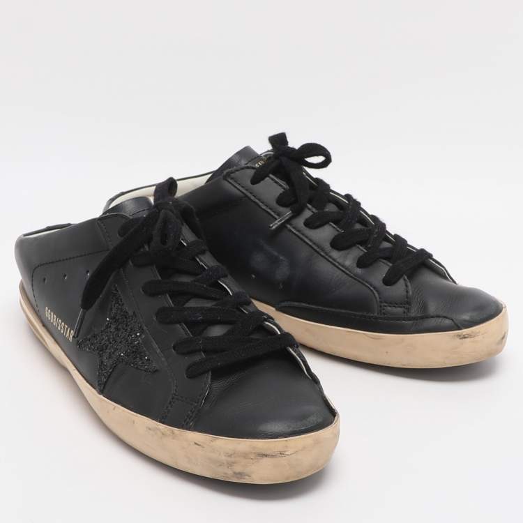 Pre Owned Golden Goose Superstar Size 39 Black Leather Mule Sneakers