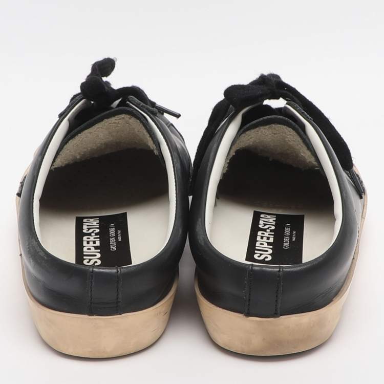 Pre Owned Golden Goose Superstar Size 39 Black Leather Mule Sneakers