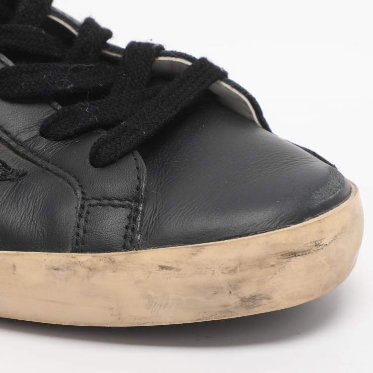 Pre Owned Golden Goose Superstar Size 39 Black Leather Mule Sneakers