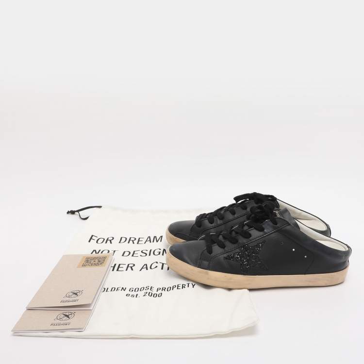 Pre Owned Golden Goose Superstar Size 39 Black Leather Mule Sneakers