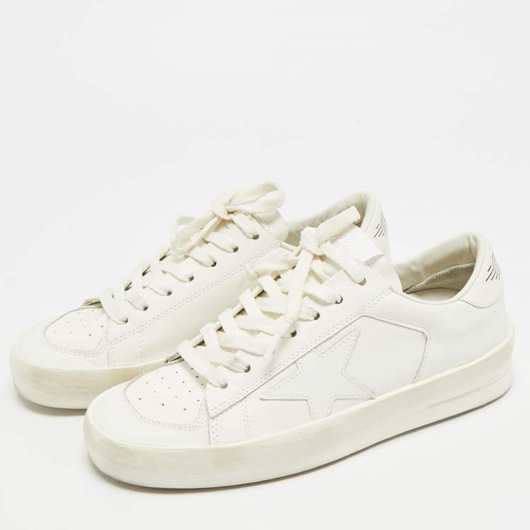 Pre Owned Golden Goose Stardan Size 37 White Leather Lace Up Sneakers