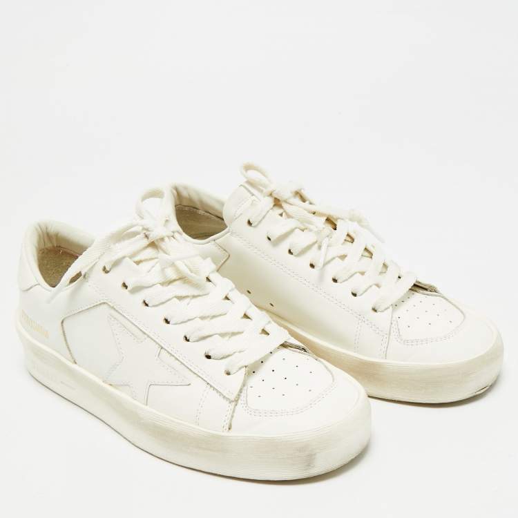 Pre Owned Golden Goose Stardan Size 37 White Leather Lace Up Sneakers