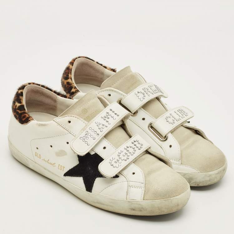 Pre Owned Golden Goose Old school Size 37 White/Grey Leather and Suede Low Top Sneakers