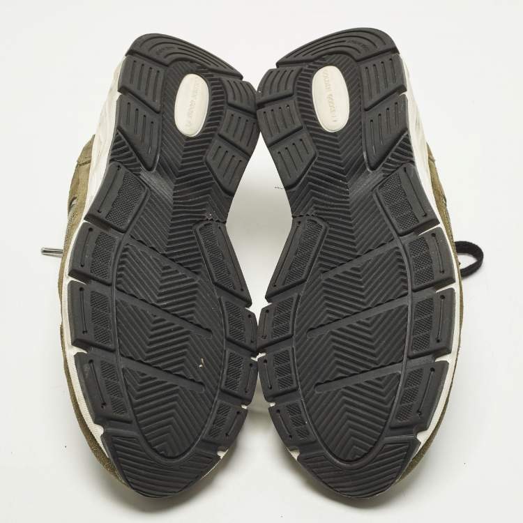 Pre Owned Golden Goose Dad-Star Size 38 Dark Green/Grey Mesh and Suede Lace Up Sneakers