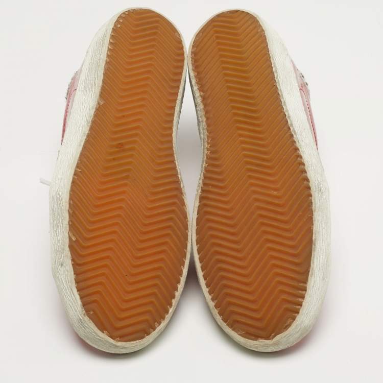 Pre Owned Golden Goose Superstar Size 38 Red Patent Leather Lace Up Sneakers