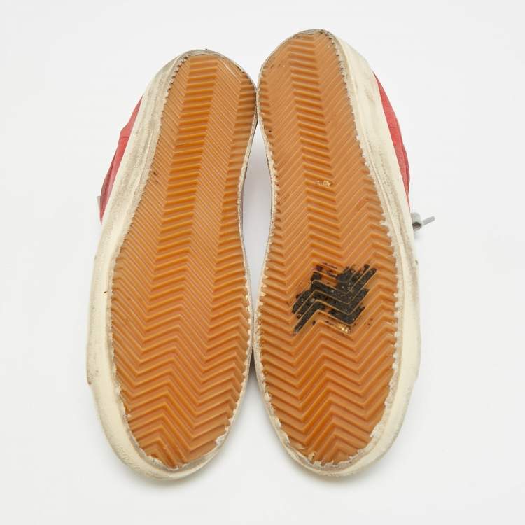 Pre Owned Golden Goose Superstar Size 39 Tricolor Glitter and Suede Lace Up Sneakers