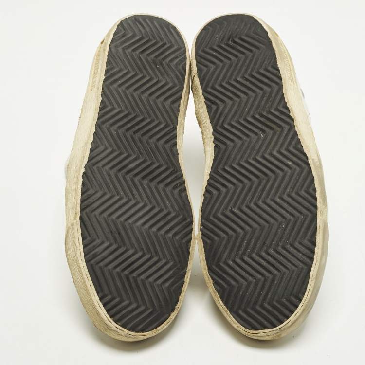 Pre Owned Golden Goose Francy Size 38 White Canvas and Suede High Top Sneakers