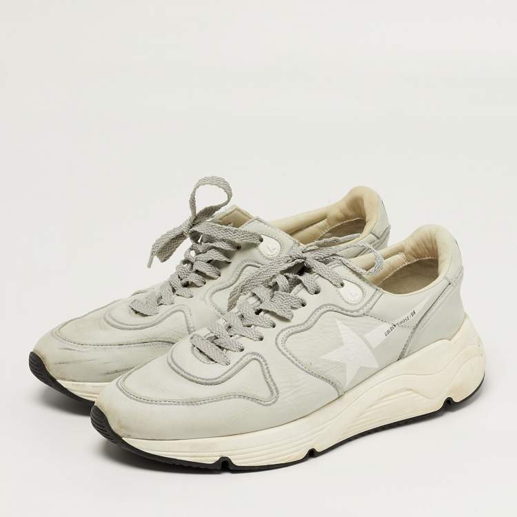 Pre Owned Golden Goose Running Size 37 Grey Leather Lace Up Sneakers