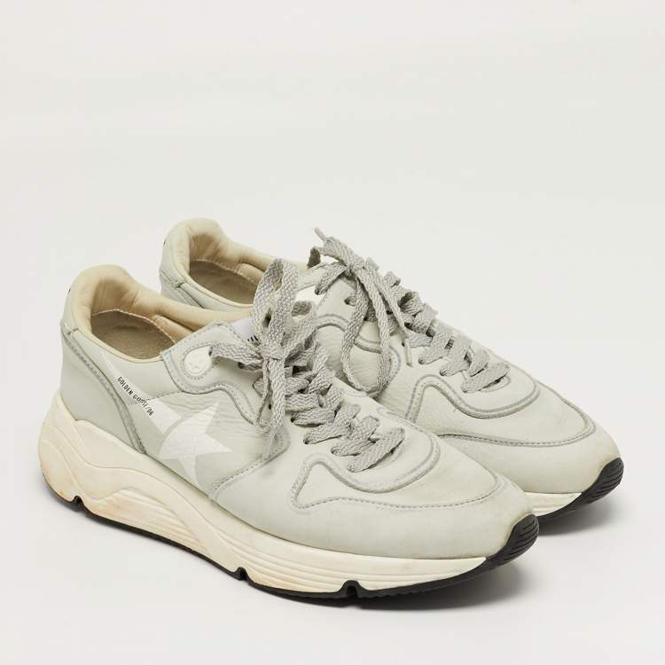 Pre Owned Golden Goose Running Size 37 Grey Leather Lace Up Sneakers
