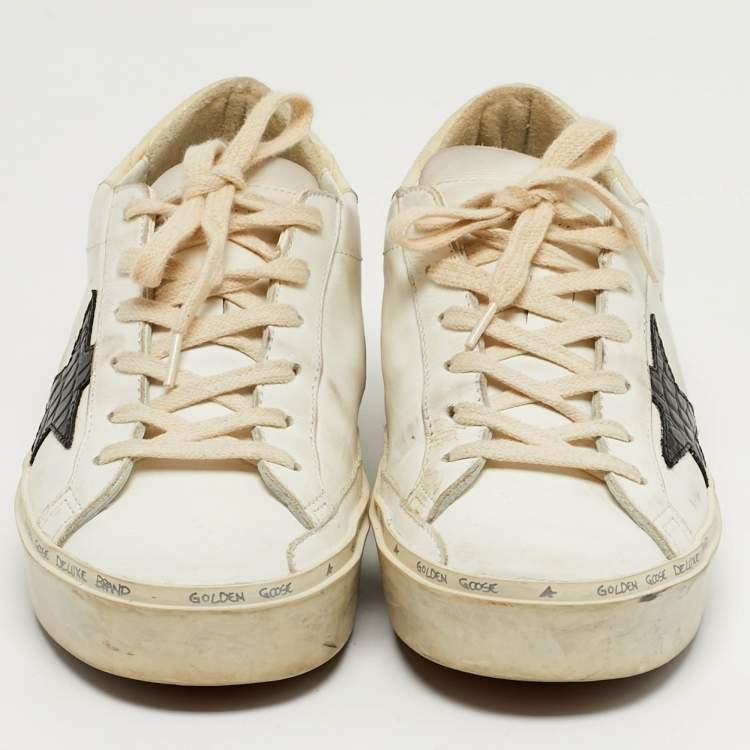 Pre Owned Golden Goose Hi Star Size 38 White Leather Lace Up Sneakers