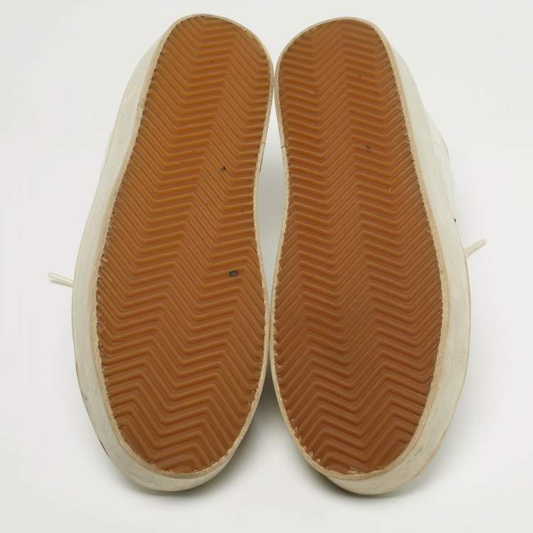 Pre Owned Golden Goose Hi Star Size 38 White Leather Lace Up Sneakers