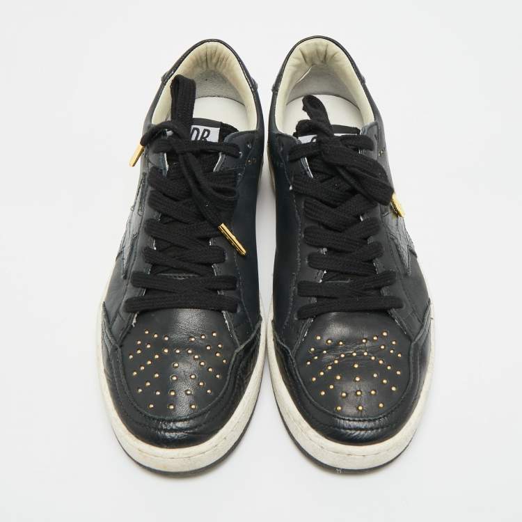 Pre Owned Golden Goose Ballstar Size 37 Black Leather Low Top Sneakers