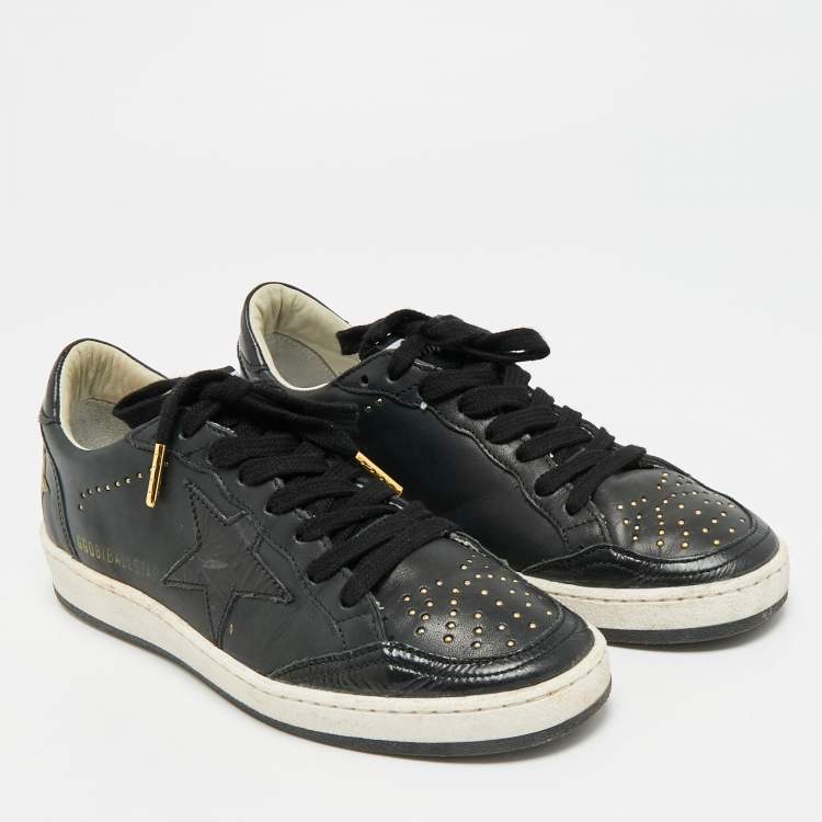 Pre Owned Golden Goose Ballstar Size 37 Black Leather Low Top Sneakers