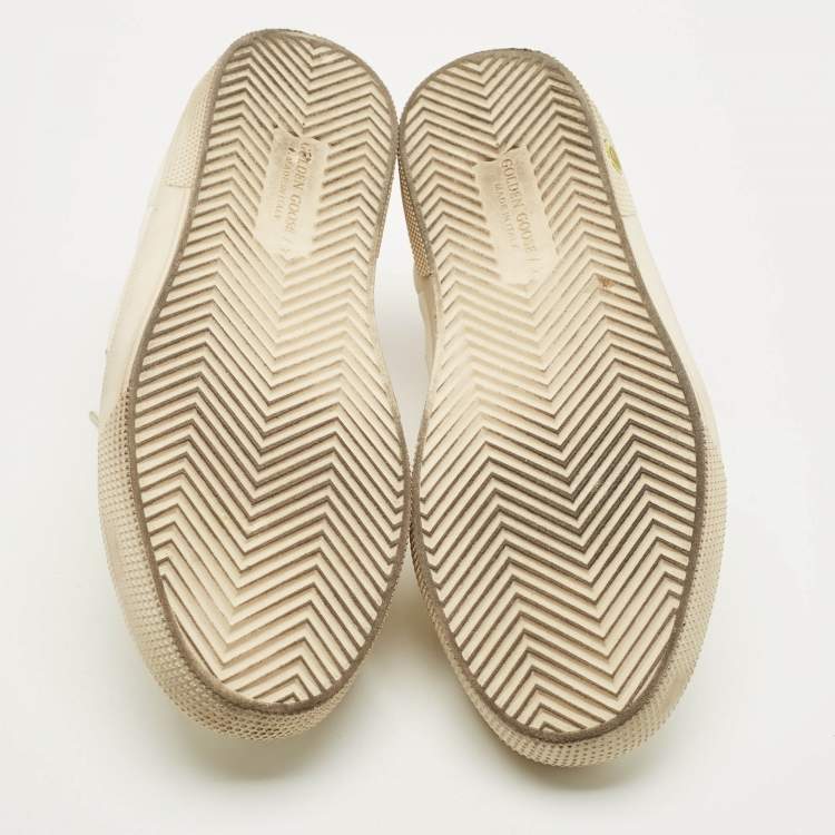 Pre Owned Golden Goose GFDB/MAY Size 37 White Leather and Suede Lace Up Sneakers