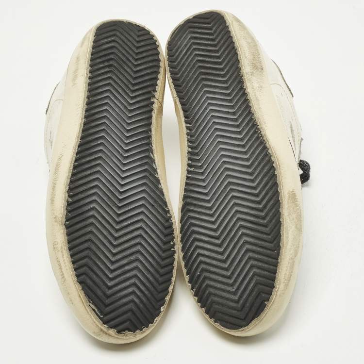 Pre Owned Golden Goose Superstar Size 37 White Nubuck and Leather Lace Up Sneakers