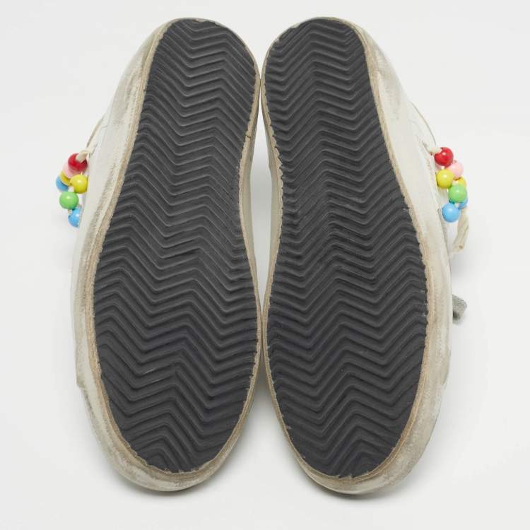 Pre Owned Golden Goose Super Star Size 37 White Leather Low Top Sneakers