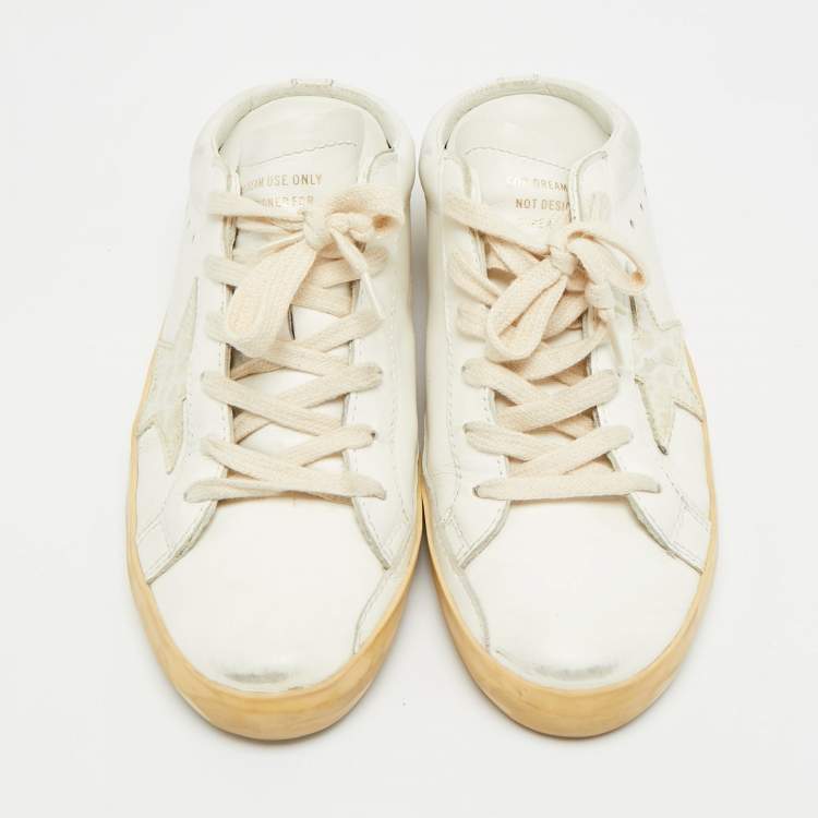 مملوكة مسبقًا Golden Goose Superstar Size 37 White Croc Embossed Leather and Leather Mules