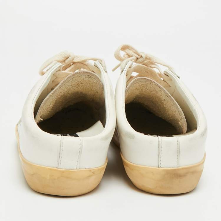 مملوكة مسبقًا Golden Goose Superstar Size 37 White Croc Embossed Leather and Leather Mules