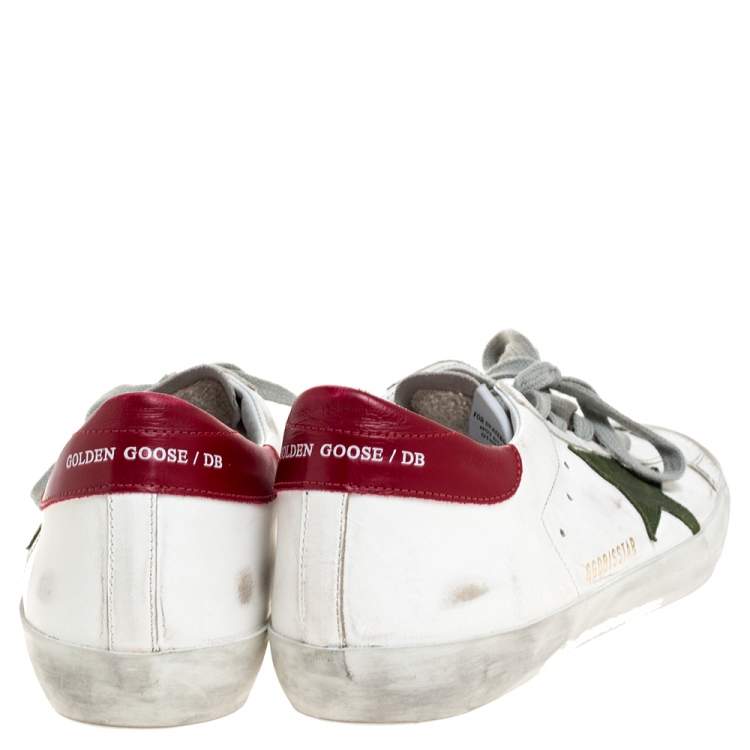 Pre Owned  Golden Goose White Leather And Suede Superstar Lace Up Sneakers Size 41