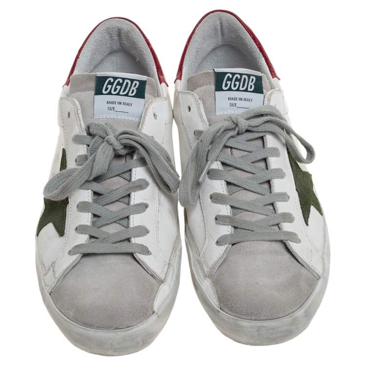Pre Owned  Golden Goose White Leather And Suede Superstar Lace Up Sneakers Size 41