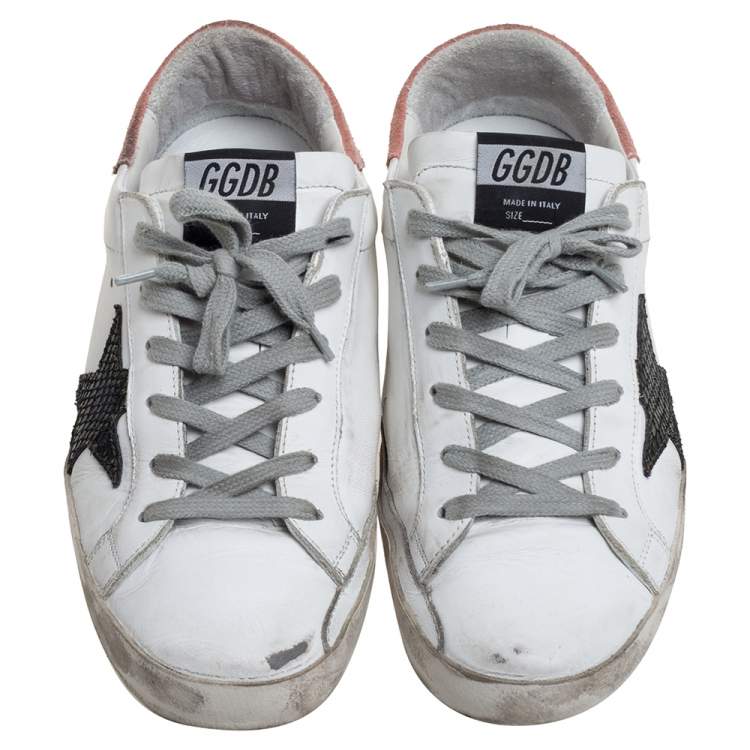 Pre Owned Golden Goose  Leather And Suede High Star White Sneakers Size 38