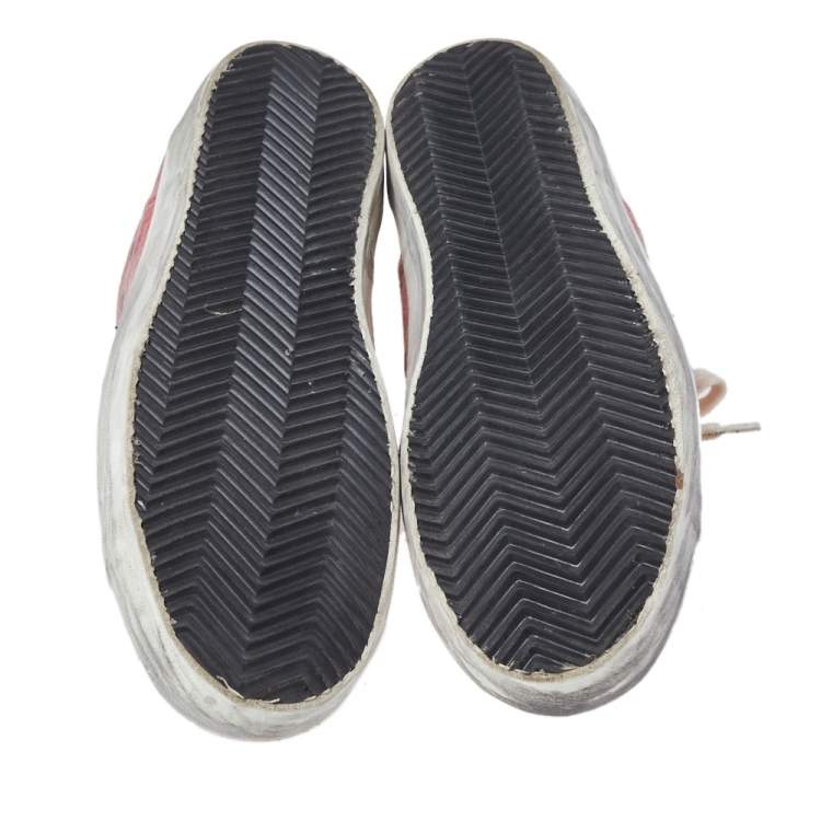 مملوكة مسبقًا Golden Goose Pink Denim And Metallic Silver Star Applique Low Top Sneakers Size 38