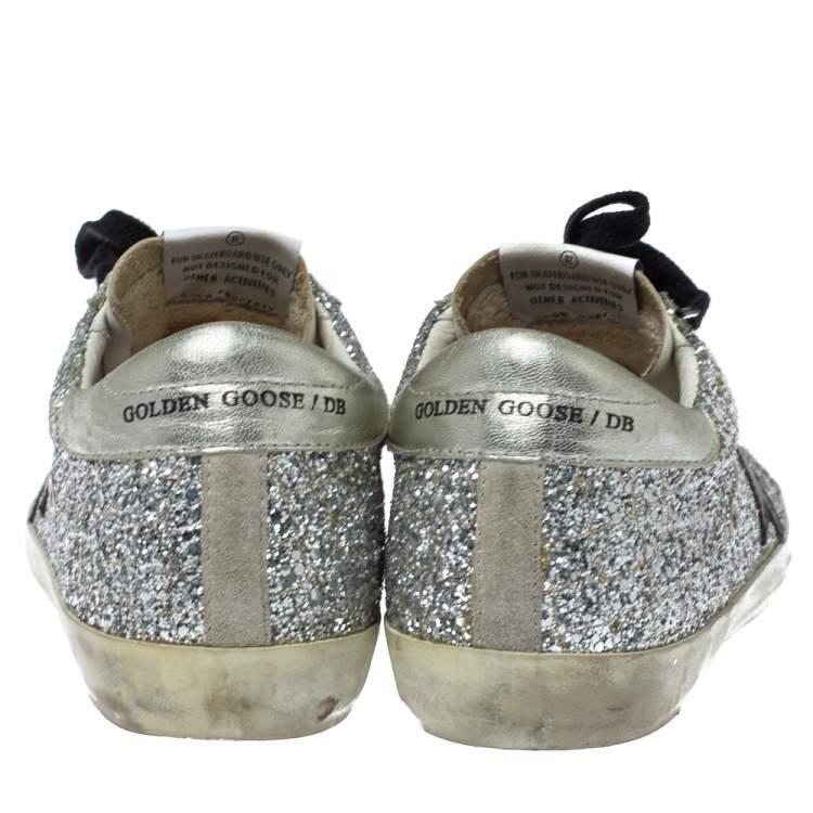Vant til twinkle Bourgogne Golden Goose Silver Glitter And Suede Superstar Low Top Sneakers Size 39  Golden Goose | TLC