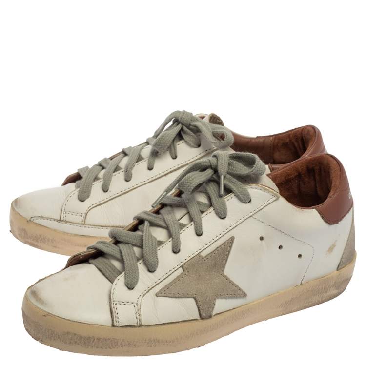 مملوكة مسبقًا Golden Goose White Leather Superstar Low-Top Sneakers Size 35