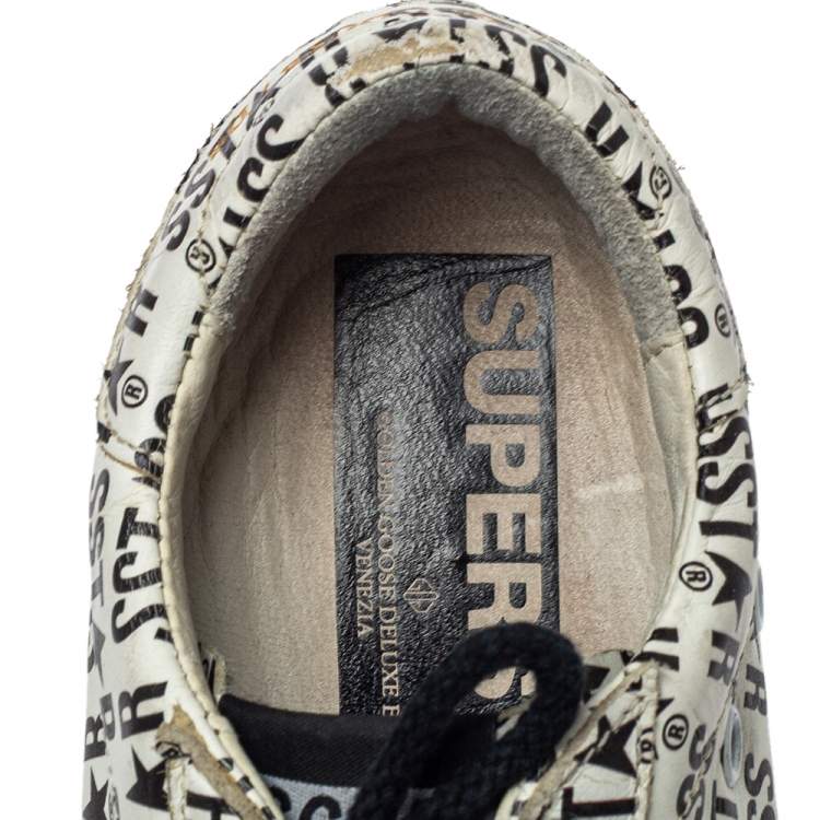 Pre Owned Golden Goose White Printed Leather Superstar Sneakers Size 38