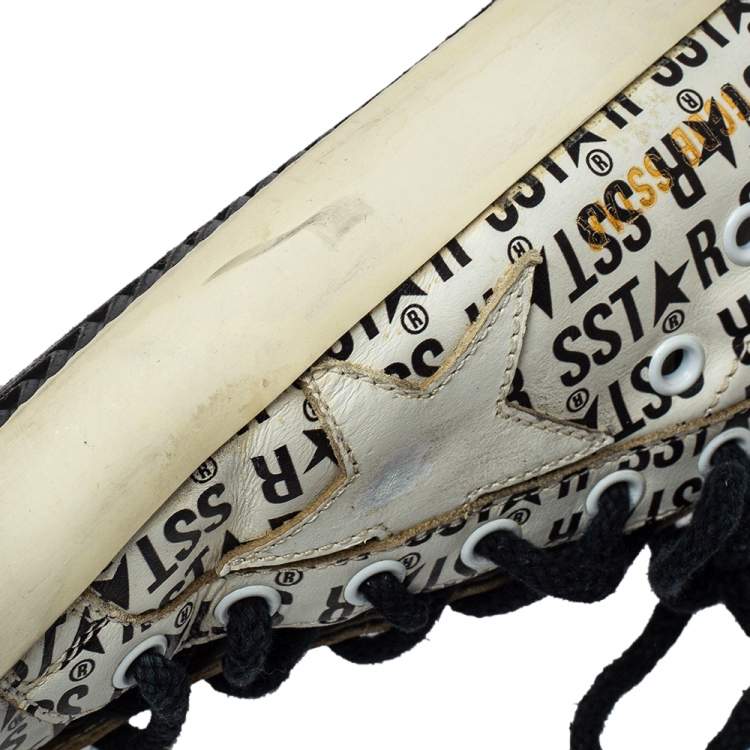 Pre Owned Golden Goose White Printed Leather Superstar Sneakers Size 38