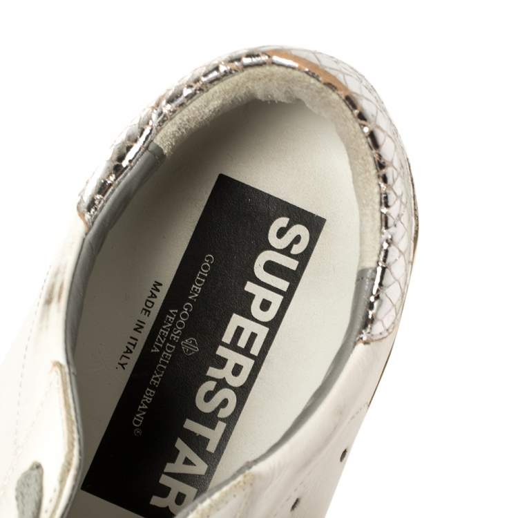 Pre Owned Golden Goose White Leather Superstar Low Top Sneakers Size 38