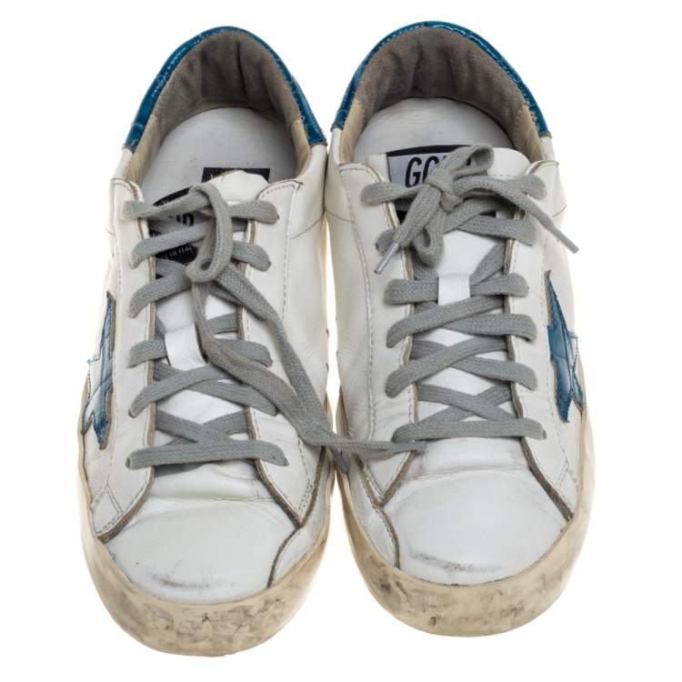 Pre Owned Golden Goose White Leather Superstar Sneakers Size 38