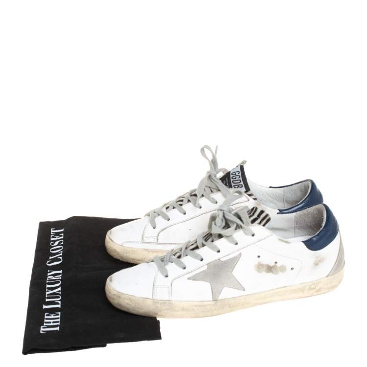 Pre Owned Golden Goose White Leather Superstar Lace Up Sneakers Size 39