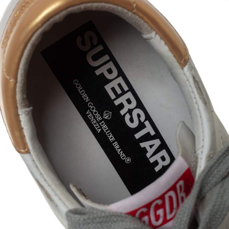 مملوكة مسبقًا Golden Goose White/Gold Leather Superstar Low-Top Sneakers Size 39