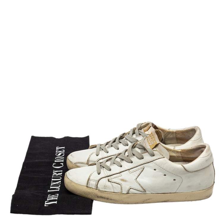 Pre Owned Golden Goose White Leather Superstar Sneakers Size 35
