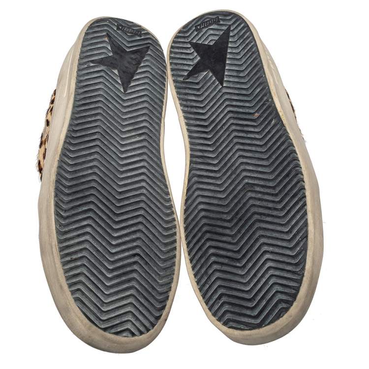 مملوكة مسبقًا Golden Goose Beige Leopard Print Calf Hair And Leather Stardan Sneakers 40