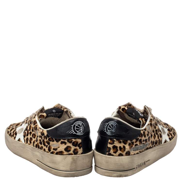 مملوكة مسبقًا Golden Goose Beige Leopard Print Calf Hair And Leather Stardan Sneakers 40