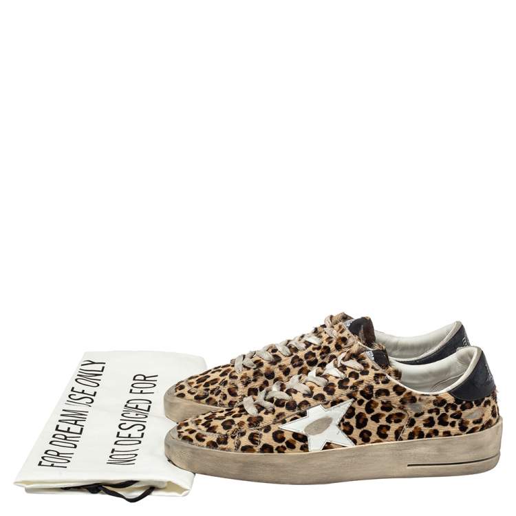 مملوكة مسبقًا Golden Goose Beige Leopard Print Calf Hair And Leather Stardan Sneakers 40