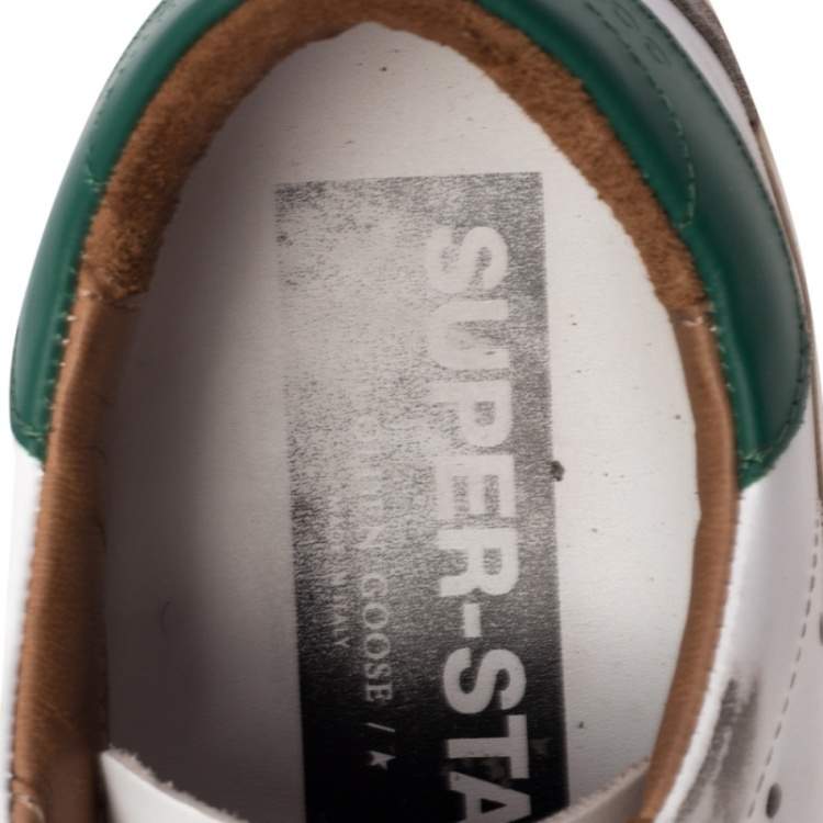 مملوكة مسبقًا Golden Goose White/Green Leather Superstar Sneakers Size 37
