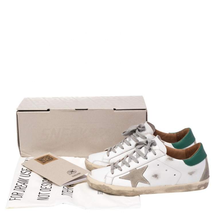 مملوكة مسبقًا Golden Goose White/Green Leather Superstar Sneakers Size 37
